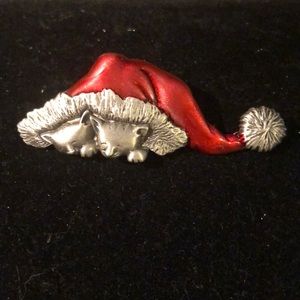 Cats in a Hat Brooch